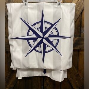 Emvency 2 Throw Pillow Covers Nautical Ocean Navy Blue Helm & Star W/ Stripes